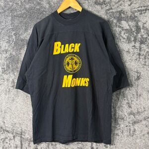 Vintage 90s Black Monks T-shirt XL Black Jersey Style Nashotah House